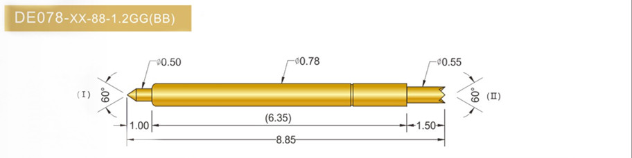 078雙頭探針尺寸、BGA雙頭頂針、雙向可動探針、帶彈簧頂針、測試探針